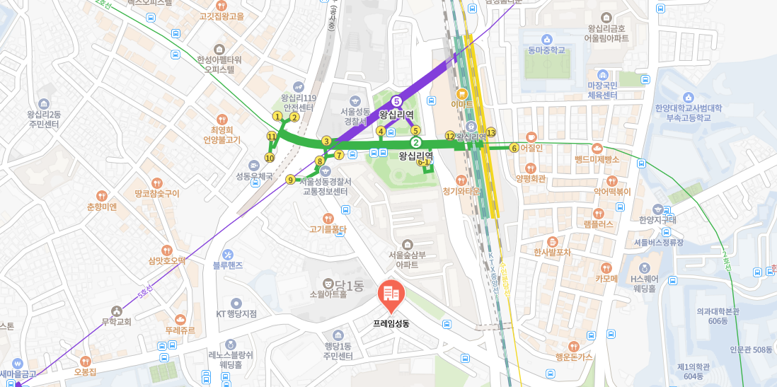 프레임성동 위치 지도 — 서울 성동구 왕십리로 273-1